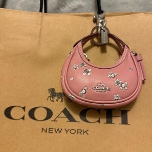 Coach Pink Mini Carme Handbag Charm with Sequin Stars